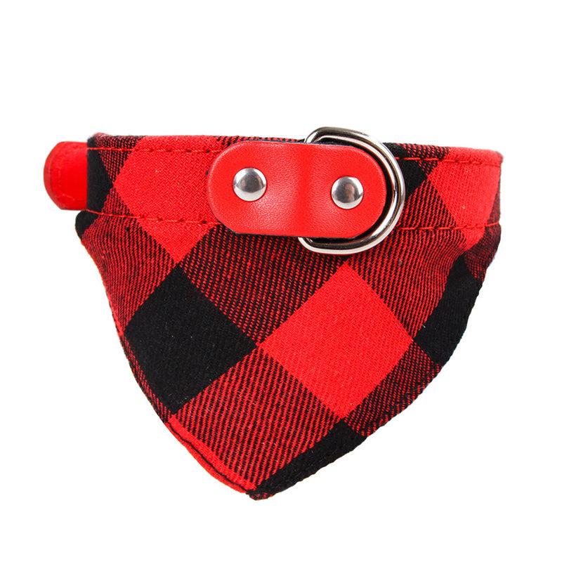Plaid Dog Collar & Triangle Scarf Set