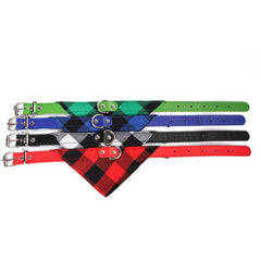 Plaid Dog Collar & Triangle Scarf Set