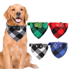 Plaid Dog Collar & Triangle Scarf Set