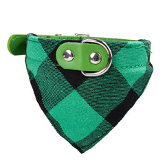 Plaid Dog Collar & Triangle Scarf Set