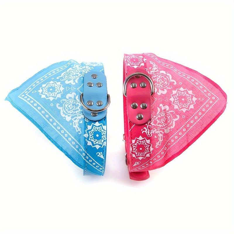 Adjustable Dog Collar with Bandana and Triangle Towel