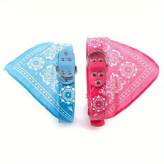 Adjustable Dog Collar with Bandana and Triangle Towel