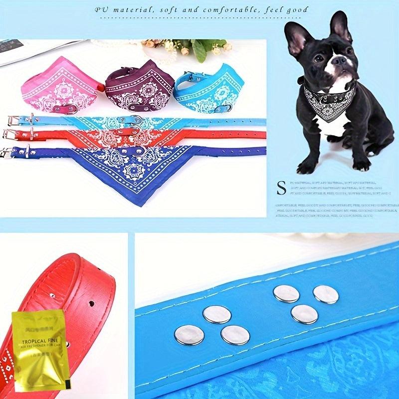 Adjustable Dog Collar with Bandana and Triangle Towel