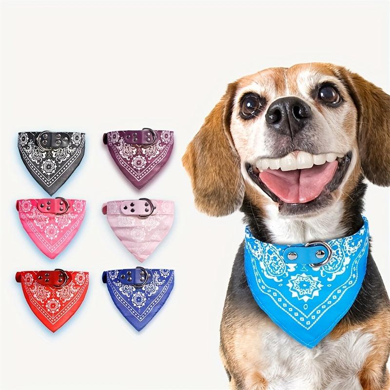 Adjustable Dog Collar with Bandana and Triangle Towel