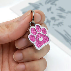 Personalized Engraved Pet ID Tag with Paw Print Charm