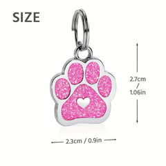 Personalized Engraved Pet ID Tag with Paw Print Charm