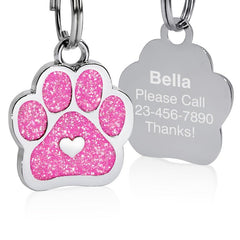 Personalized Engraved Pet ID Tag with Paw Print Charm