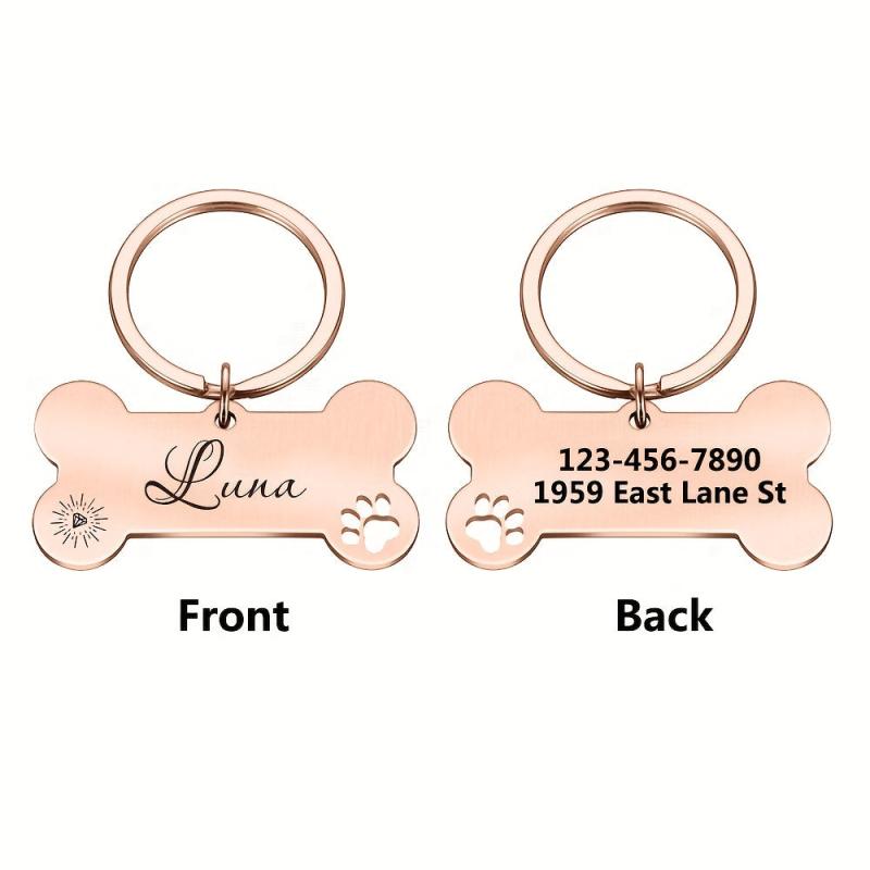 Stylish Stainless Steel Dog Tag in Rose Silver