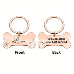 Stylish Stainless Steel Dog Tag in Rose Silver