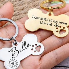 Stylish Stainless Steel Dog Tag in Rose Silver