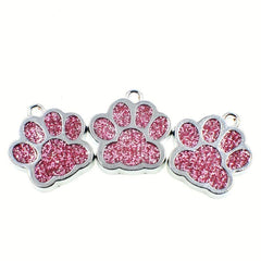 Engraved Pink Paw Shape Pet ID Tag for Dogs Personalized Anti Lost Name Tag