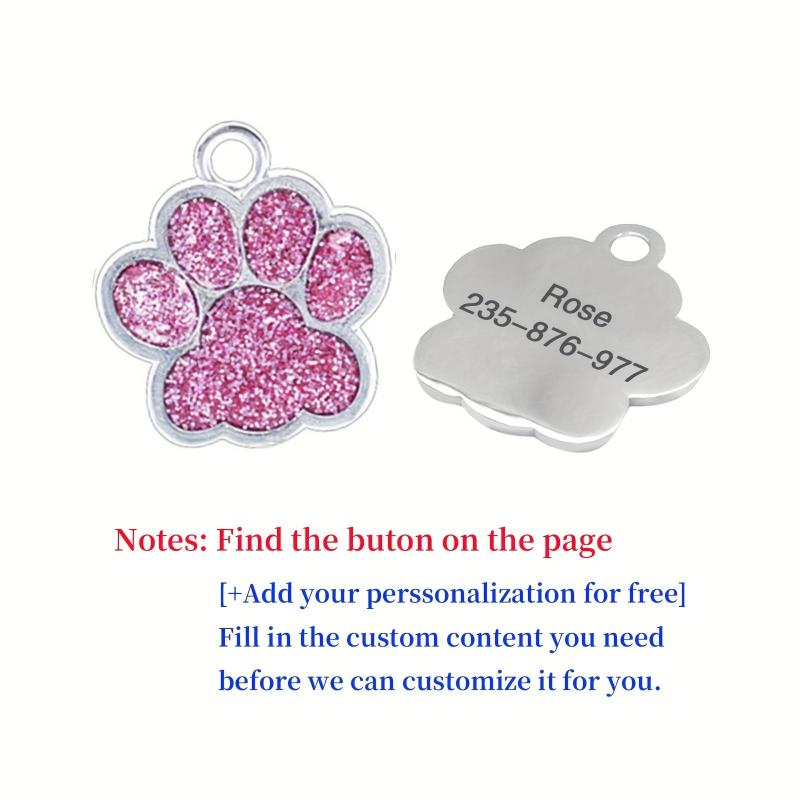 Engraved Pink Paw Shape Pet ID Tag for Dogs Personalized Anti Lost Name Tag