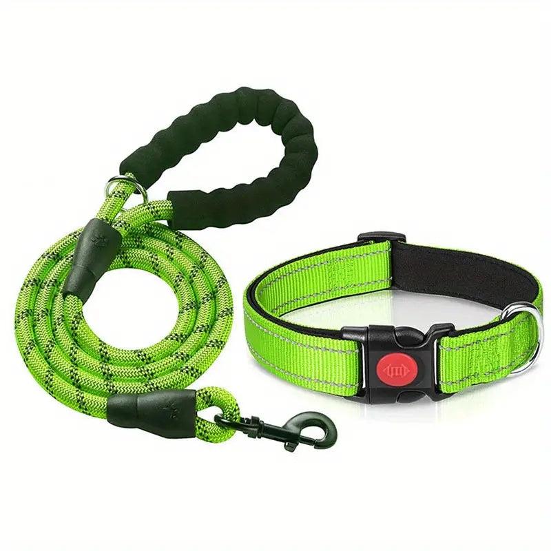 Reflective Nylon Dog Leash Set with Padded Handle for Dogs