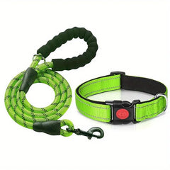 Reflective Nylon Dog Leash Set with Padded Handle for Dogs