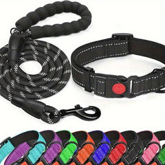 Reflective Nylon Dog Leash Set with Padded Handle for Dogs