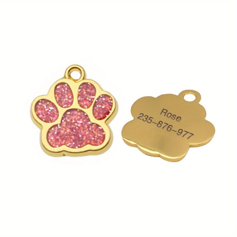 Personalized Pet Tags Dog Paw Print & Cat Anti Lost Collar Pendant