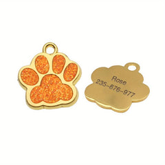 Personalized Pet Tags Dog Paw Print & Cat Anti Lost Collar Pendant