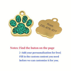 Personalized Pet Tags Dog Paw Print & Cat Anti Lost Collar Pendant