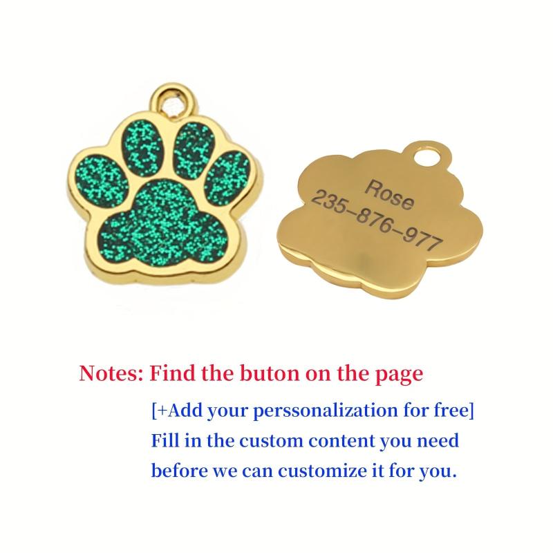 Personalized Pet Tags Dog Paw Print & Cat Anti Lost Collar Pendant