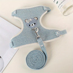 Bear Pattern Pet Harness and Leash Set for Small Dogs and Cats - Secure Fit