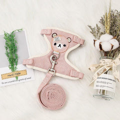 Bear Pattern Pet Harness and Leash Set for Small Dogs and Cats - Secure Fit