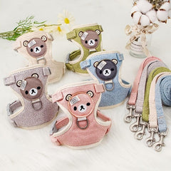 Bear Pattern Pet Harness and Leash Set for Small Dogs and Cats - Secure Fit