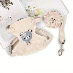 Bear Pattern Pet Harness and Leash Set for Small Dogs and Cats - Secure Fit
