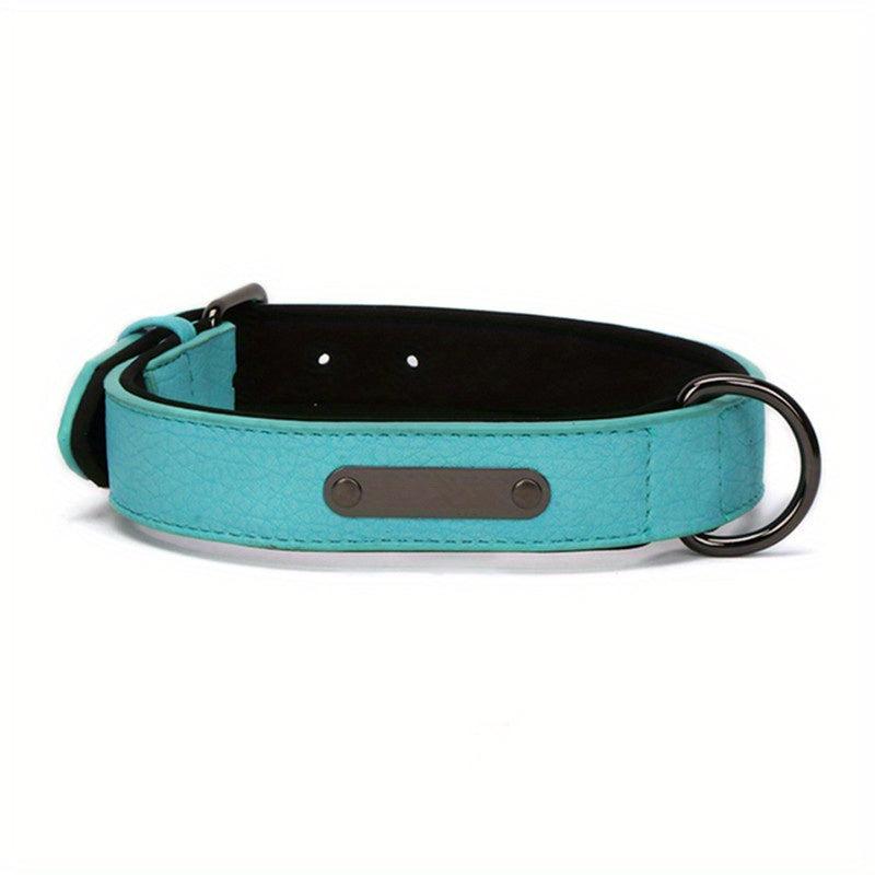 Personalized Engraved Dog Collar with Lychee Pattern PU Leather