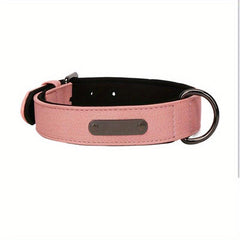Personalized Engraved Dog Collar with Lychee Pattern PU Leather
