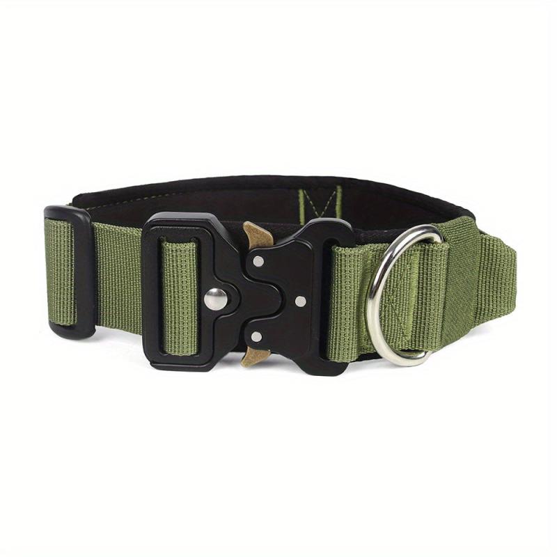 Tactical Dog Collar Metal Buckle Control Handle Medium Large Dogs