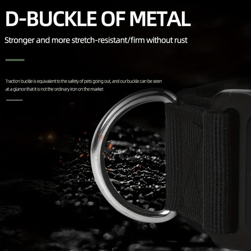 Tactical Dog Collar Metal Buckle Control Handle Medium Large Dogs