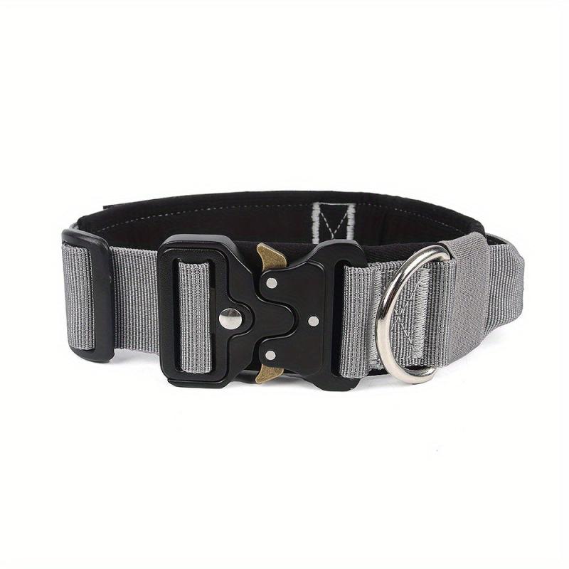 Tactical Dog Collar Metal Buckle Control Handle Medium Large Dogs