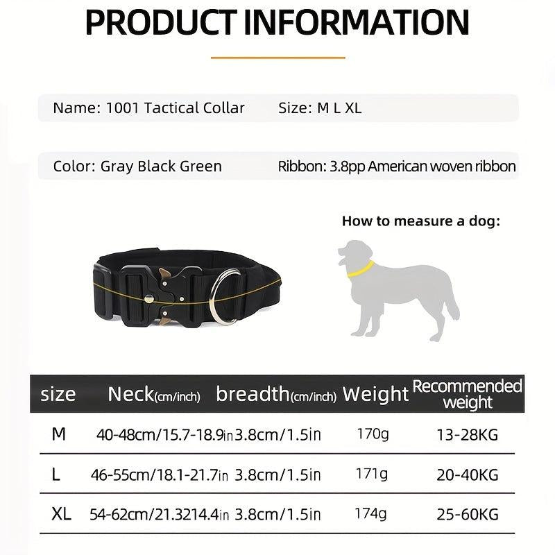 Tactical Dog Collar Metal Buckle Control Handle Medium Large Dogs