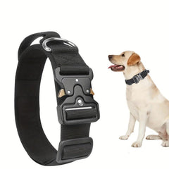 Tactical Dog Collar Metal Buckle Control Handle Medium Large Dogs