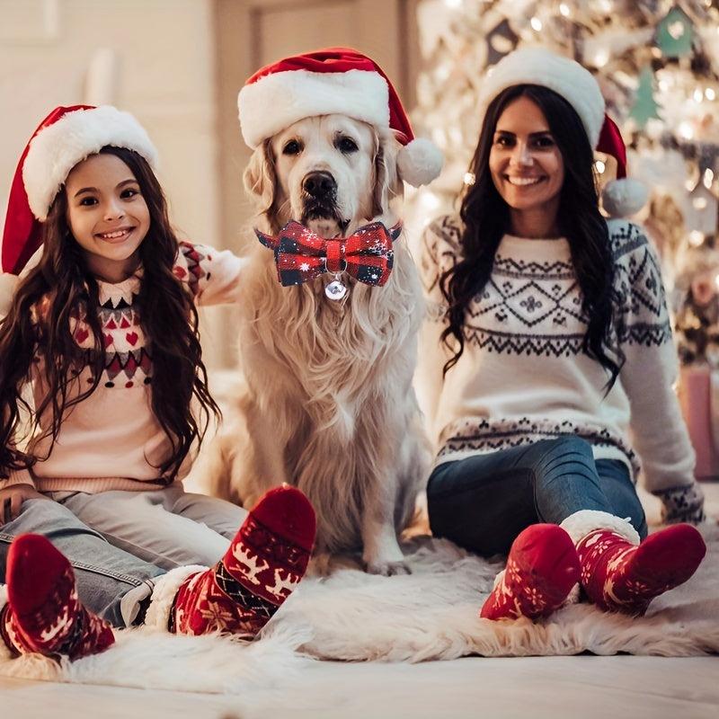 Christmas Cat Dog Collar Adjustable Safety Collar Bow Pet Accessory