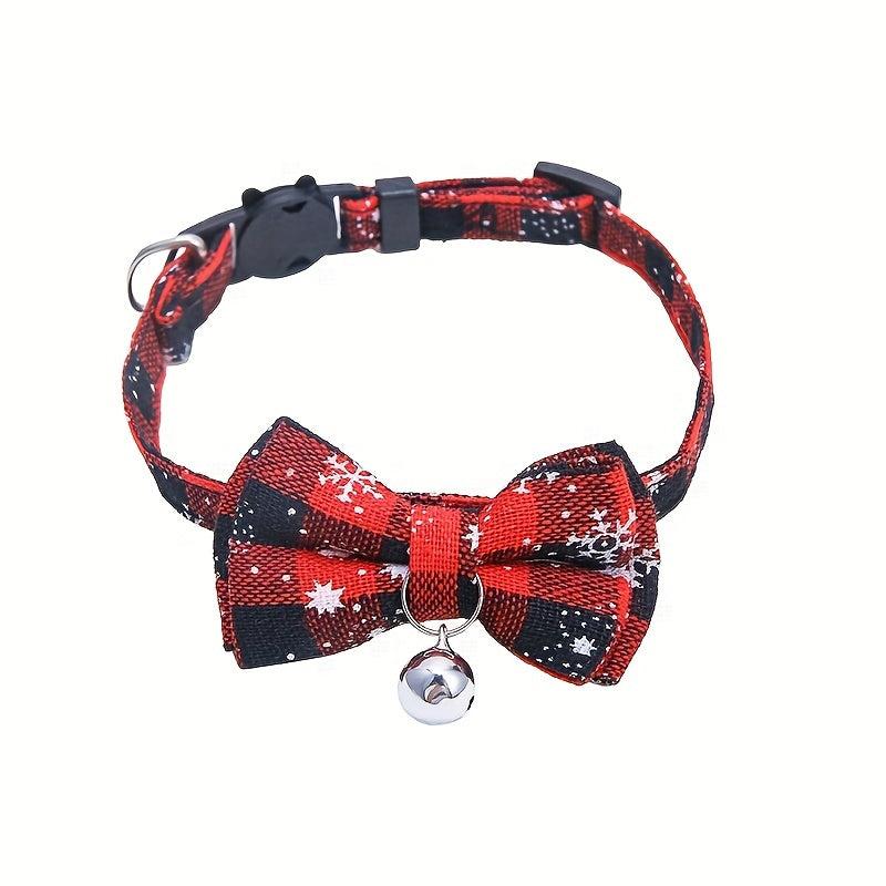Christmas Cat Dog Collar Adjustable Safety Collar Bow Pet Accessory