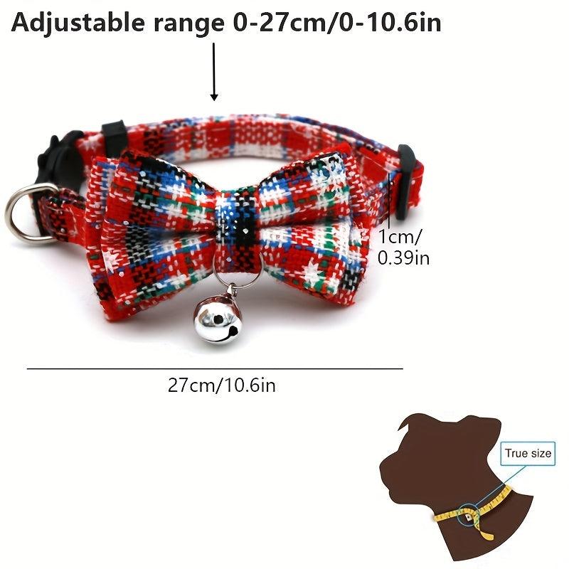 Christmas Cat Dog Collar Adjustable Safety Collar Bow Pet Accessory