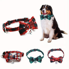 Christmas Cat Dog Collar Adjustable Safety Collar Bow Pet Accessory