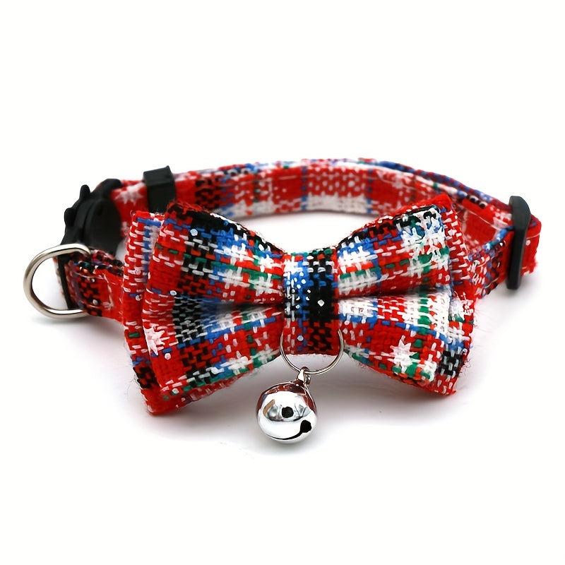Christmas Cat Dog Collar Adjustable Safety Collar Bow Pet Accessory