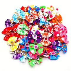 20 Colorful Dog Hair Bows with Rubber Bands for Grooming