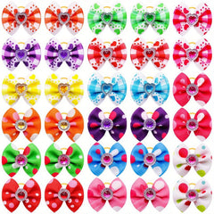 20 Colorful Dog Hair Bows with Rubber Bands for Grooming