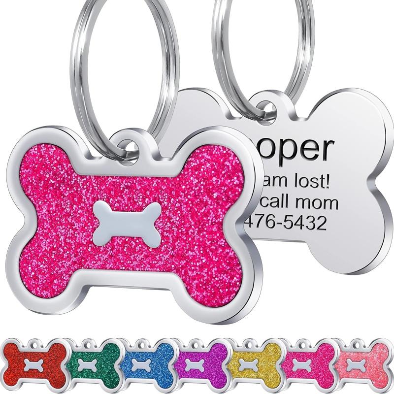 Custom Engraved Pet Tag Pink Cat ID Tags
