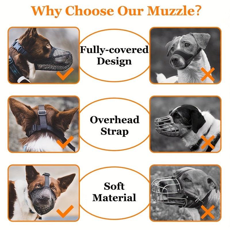 Breathable Dog Mouth Mask Prevents Biting Chewing Adjustable Straps
