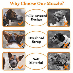 Breathable Dog Mouth Mask Prevents Biting Chewing Adjustable Straps