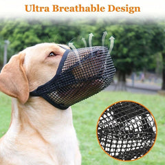 Breathable Dog Mouth Mask Prevents Biting Chewing Adjustable Straps
