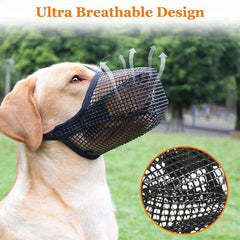 Breathable Dog Mouth Mask Prevents Biting Chewing Adjustable Straps