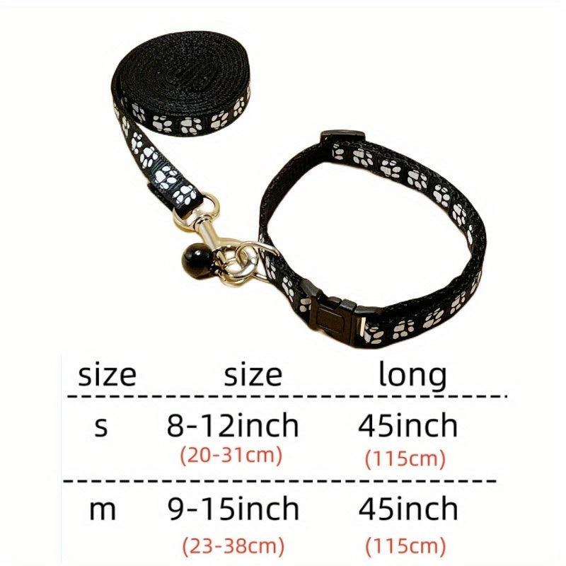Adjustable Pet Collar & Leash Set for Dogs | Paw Print Design