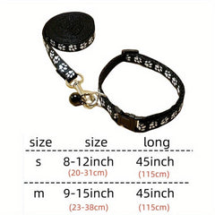 Adjustable Pet Collar & Leash Set for Dogs | Paw Print Design