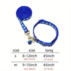 Adjustable Pet Collar & Leash Set for Dogs | Paw Print Design