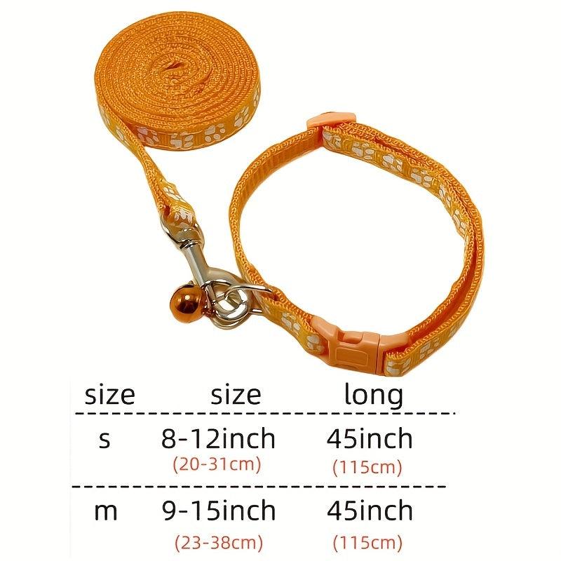 Adjustable Pet Collar & Leash Set for Dogs | Paw Print Design